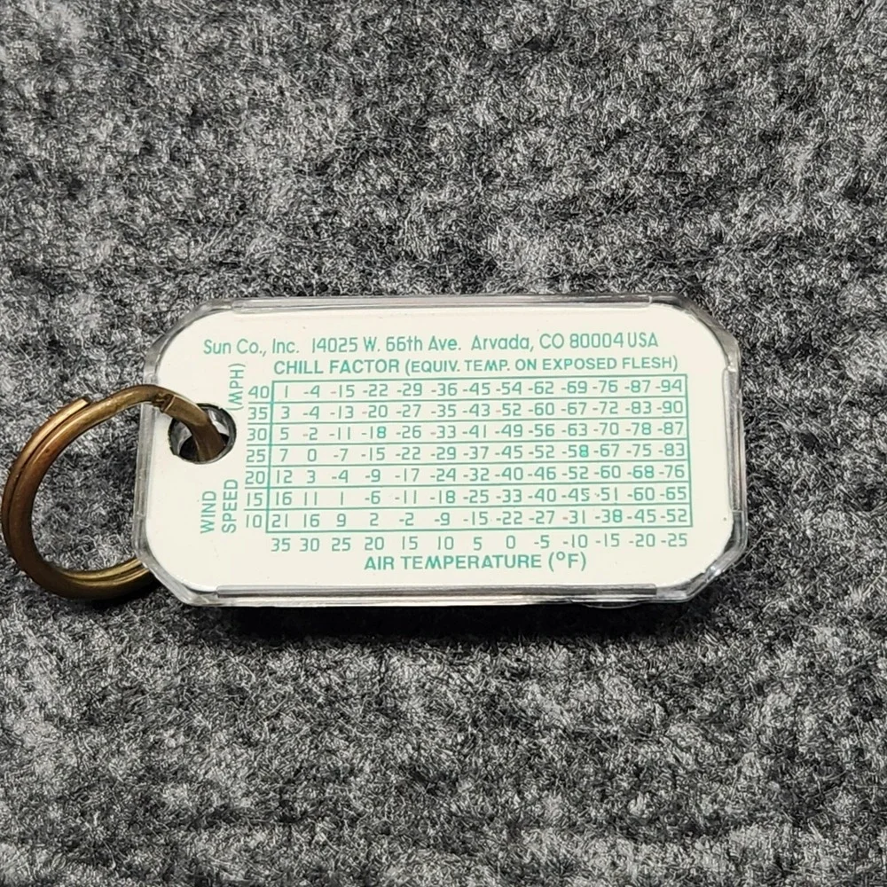 LL Bean Vintage Zip-O-Gage Micro Thermometer Compass Collectors Key Chain